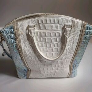 Brahmin Duxbury Large Leather Bag Purse Satchel Wonderland Iridescent White